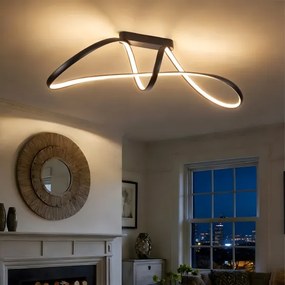 Brilagi-LED Stmievateľný prisadený luster TWISTER LED/60W/230V 3000-6000K čierny s diaľkovým ovládaním