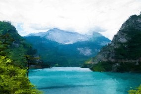 Obraz maľované horské jazero Varianta: 120x80