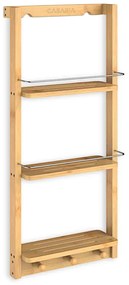 Závesná polička do kúpeľne BAMBOO. 28,5x10x70cm, 3 police, hnedá Casaria