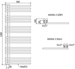 Mexen Neptun, vykurovacie teleso 1200 x 500 mm, 456 W, čierna, W101-1200-500-00-70