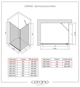 Cerano Antelo, 1-krídlový sprchovací kút 90(dvere) x 30(stena) x 190 cm, 6mm číre sklo, chrómový profil, CER-CER-477380