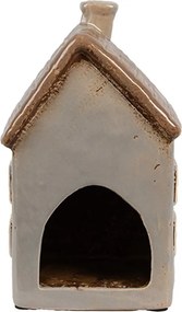 Šedý keramický svietnik na čajovú sviečku domček Amster Village - 9*9*16 cm