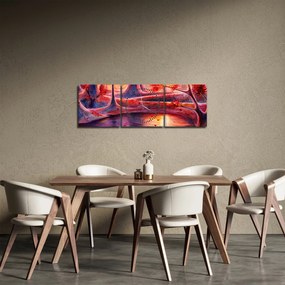 Obraz čarovného lesa (s hodinami) (90x30 cm)