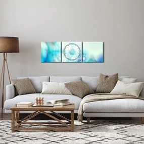 Obraz - Merkaba v tyrkysovom pozadí (s hodinami) (90x30 cm)