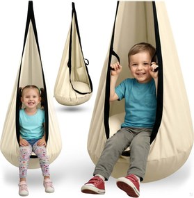 Detská hojdačka typu kokon, závesné kreslo, béžová, Neo-Sport 110022