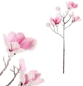 Set umelé rezané Magnólie, 2 ks, ružová so zasnežením, 65 cm