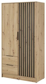 Šatníková skriňa Nelly 2D: artisan dub s lamelami, 105 cm