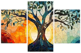 Obraz – Mozaika – slnko a strom I. (90x60 cm)