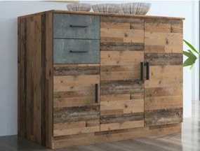 Komoda 3-dverová Universal, vintage optika dreva%