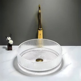 Rea Ingrid, sklenené umývadlo na dosku 360x360x120 mm, číra, REA-U8522