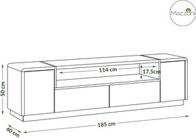 Mazzoni FOLK RTV-185, tv skrinka, BIELY MAT / BIELY LESK / BETON MILLENIUM