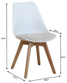 Bielo-svetlosivá stolička DAMARA