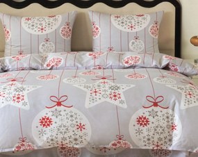 Dekorstudio Vianočné posteľné obliečky SIVÉ OZDOBY PGJ - 19 Rozmer posteľných obliečok: Šírka x Dĺžka: 140x200cm + 1ks 70x80 cm