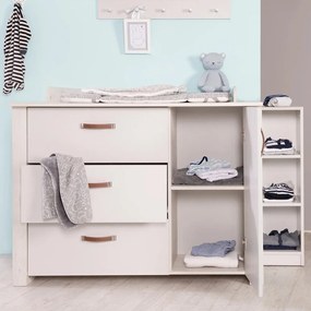 Biela nízka detská komoda s prebaľovacím pultom 126x99 cm Mila – Roba