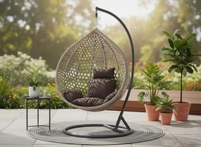 Závesné kreslo SOLARIA XL sivé / hnedé / tmavosivé FAT0223