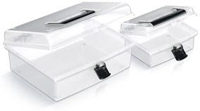 Plastový úložný box NUF2L - priehľadná / čierna