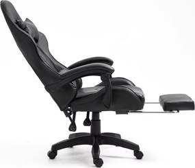 LEAN Kancelárska stolička s opierkou na nohy a vankúšmi – čierna