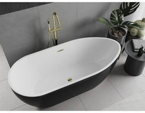 Mexen Eos, voľne stojaca vaňa 170 x 75 cm, biela-čierna, zlatý lesklý prepad, 52471707575-50