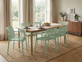 Plastová stolička TREGO s podrúčkami, zelená