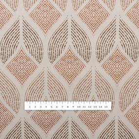 PVC obrus Hnedé designové lístky na krémovom PV-204 - metráž š. 140 cm