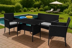 ZÁHRADNÝ SET MURIEL ČIERNY POHOVKA + 2 x KRESLO + STÔL