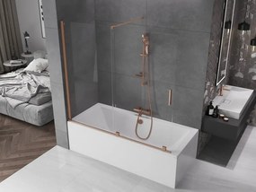 Mexen Velar, 2-krídlová posuvná vaňová zástena 170 x 150 cm, 8mm číre sklo, medená matná, 896-170-000-01-65