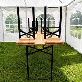 Pivný set 220x50 - 60 cm – Záhradný stôl s lavicami pre 8 - 10 osôb | Masív + kov - 220 cm x 50 cm -