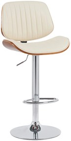 Barová stolička Clawson - koženka, chróm rám - orech/krém