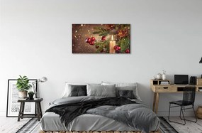 Obraz na plátne Vetvičky ozdoby sviečka kužele 140x70 cm