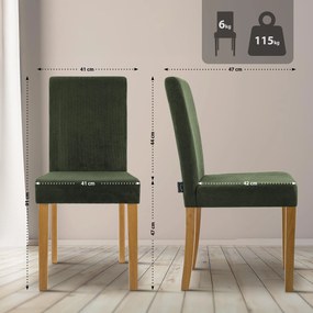 Sada 2 ks jedálenských stoličiek Ina látka cord, antik svetlá - zelená