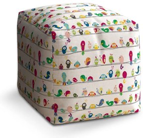 Taburet Cube vtáčiky, biela