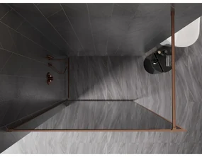 Mexen, Mexen Kioto-XF sprchová stena s rámom 80 x 202 cm, grafit 10 mm, brúsená meď - 800-080-104-65-40-X