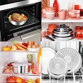 Nerezové panvice v súprave 2 ks s nepriľnavým povrchom/s odnímateľnou rukoväťou ø 26 cm INGENIO Cook Eat L8813S75 – Tefal