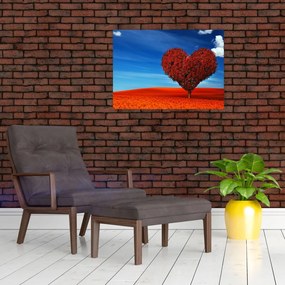 Sklenený obraz - Srdce zo stromu (70x50 cm)