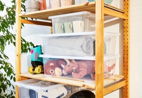 Univerzálny úložný box, krabica s vekom, EVO, transparentný - 58x39x32, 30 l