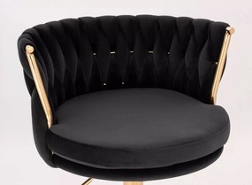 LuxuryForm DESIGN Barová stolička LYON VELUR na zlatom tanieri - čierna