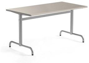 Stôl PLURAL, 1400x700x720 mm, linoleum - šedá, strieborná