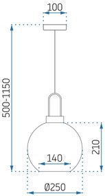 Toolight - Stropné svietidlo z dymového skla 1xE27 60W APP442-CP, šedá, OSW-05631