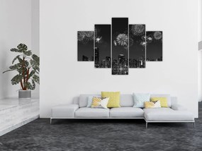 Obraz - Ohňostroj v Miami, čiernobiela (150x105 cm)