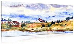 Obraz akvarelová dedinka Varianta: 100x50