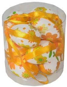 Sada veľkonočných vajíčok vzor žltý kvet v. 4 cm, 12 ks v balení