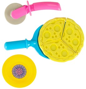 KIK Detský piknikový kôš s pizzou a hamburgerom – farebná plastová hračka s nálepkami 3+