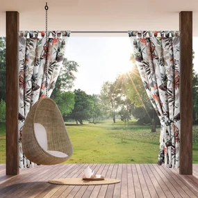 ZÁHRADNÝ VODEODOLNÝ ZÁVES NA PÚTKACH GARDEN 155X220 CM KVETY
