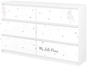 Detská komoda RUŽOVÁ BALETKA - 77x120x30 cm