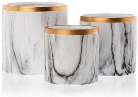 KERAMICKÝ KVETINÁČ SONA 11X11 CM BIELA/ZLATÁ