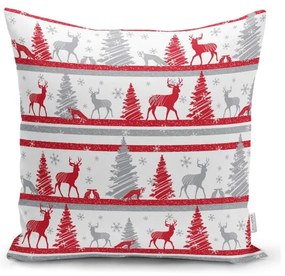 Súprava 4 vianočných obliečok na vankúš a behúň na stôl Minimalist Cushion Covers Red Christmas