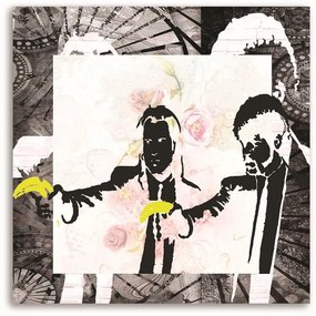 Gario Obraz na plátne Banksy gangstri, opice s banánmi Rozmery: 30 x 30 cm