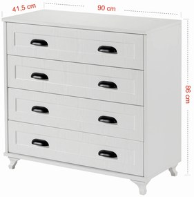 Komoda Tuvantille D (biela + čierna). Akcia -19%. Vlastná spoľahlivá doprava až k Vám domov. 1127551