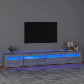 TV skrinka s LED svetlami sivá sonoma 270x35x40 cm