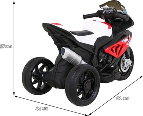 Ramiz BMW HP4 detský motocykel na batérie červený + 3 kolieska + LED + MP3 USB + ekokoža